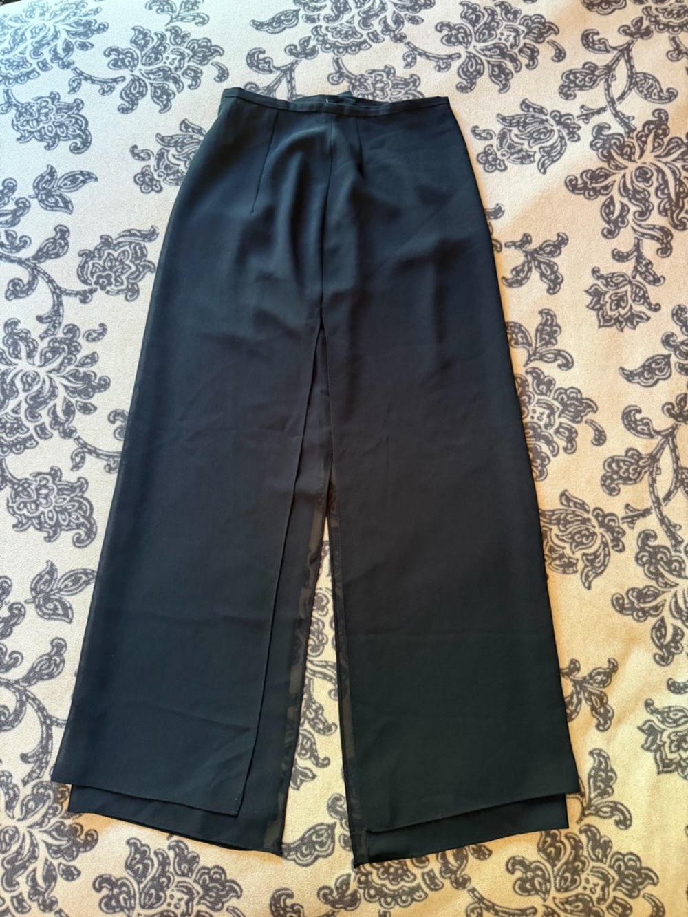 Recollections Black Wide-Leg Pants with Front Slit